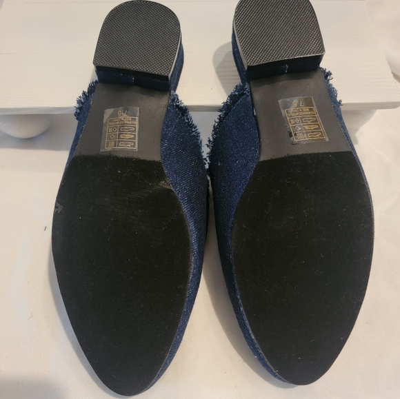 Yoki Dark Denim Studded Rose Mules - Picture 3 of 6